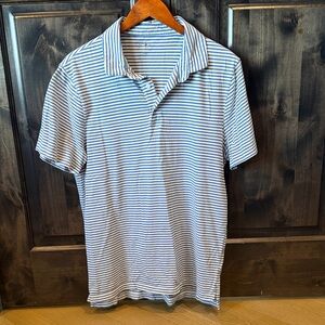 J. Crew Slim Fit Short-Sleeve Polo in White and Light Blue Stripes